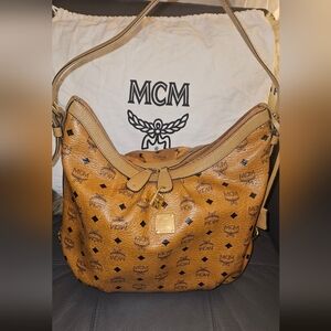 MCM Cognac Leather Hobo Bag